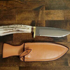 Colorado Cutlery Antler Handle Knife with Handmade Sheath by Slickbald